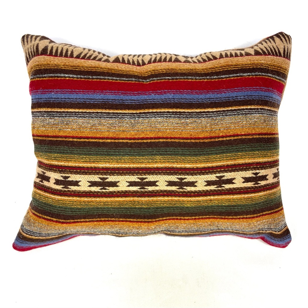Handmade Southwestern Striped Pillow Wool Blend‎ Rustic Western 11x14